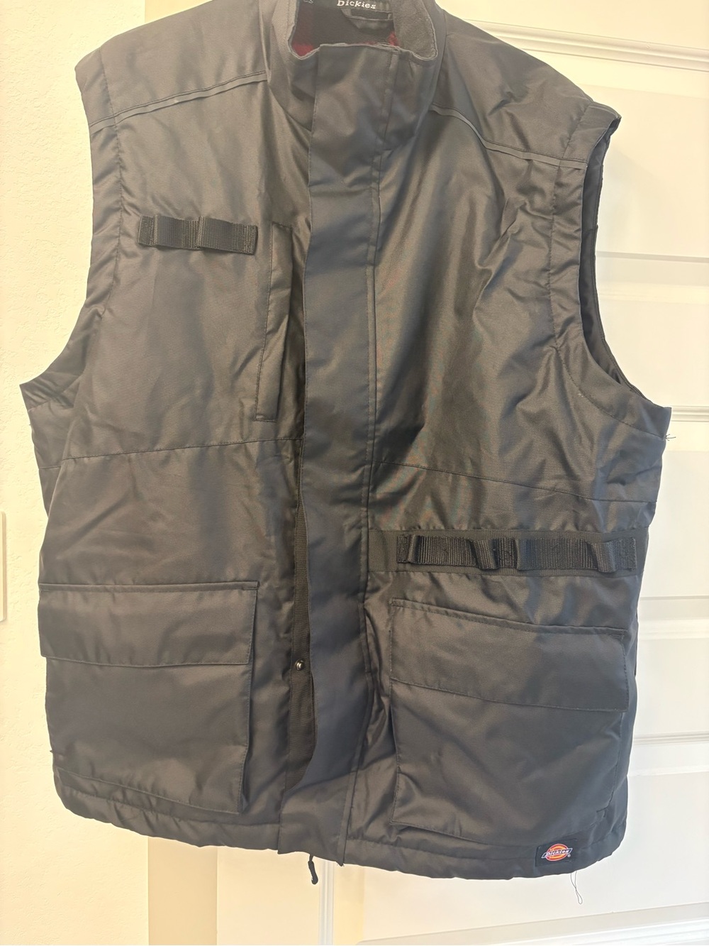 Dickies Men’s Gray Fleece Lined Full Zip Stand-Up Collar Vest XL Logo